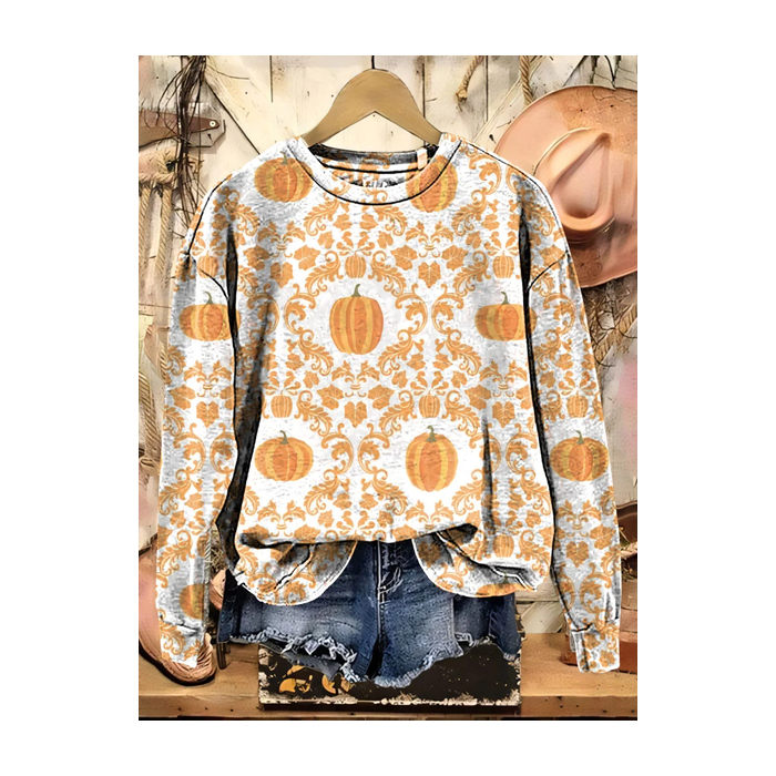 Women Floral Crew Neck Printing Casual Spring/Fall Long Sleeve Sweatshirt