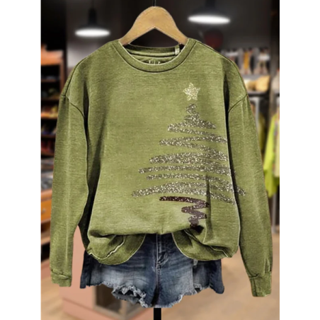 Women Christmas Crew Neck Printing Casual Spring/Fall Long Sleeve Sweatshirt