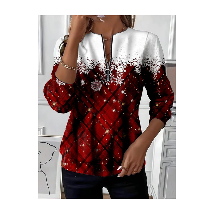 Women Christmas Crew Neck Printing Casual Spring/Fall Long Sleeve Sweatshirt