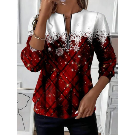 Women Christmas Crew Neck Printing Casual Spring/Fall Long Sleeve Sweatshirt