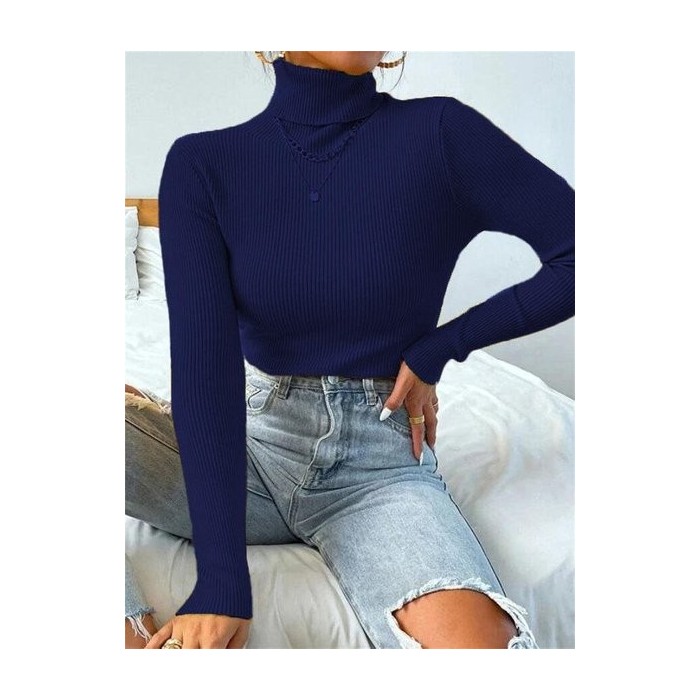Light Luxury High-End Sweater Autumn And Winter Pile Collar Base Sweater Slim Fit Thick Base Sweater