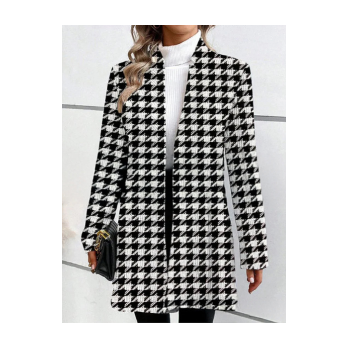 Women Spring/Fall Outerwear Vintage Printing Geometric Long Sleeve Stand Collar Jacket