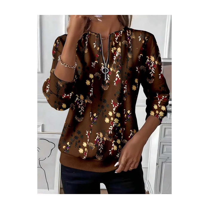 Women Floral Crew Neck Printing Casual Spring/Fall Long Sleeve Sweatshirt