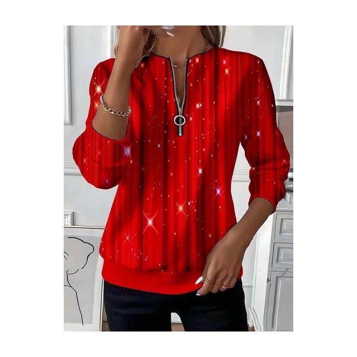 Women Christmas Crew Neck Printing Casual Spring/Fall Long Sleeve Sweatshirt