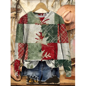 Women Abstract Crew Neck Printing Casual Spring/Fall Long Sleeve Sweatshirt