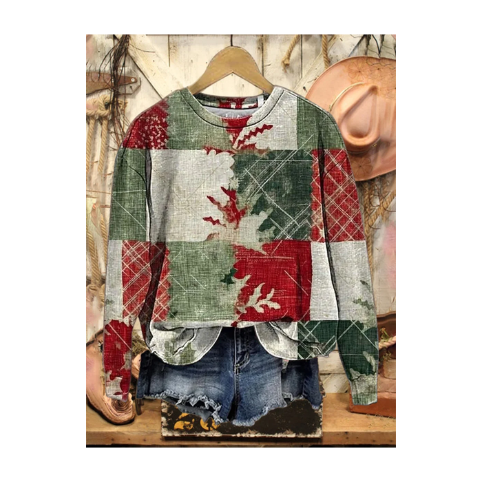 Women Abstract Crew Neck Printing Casual Spring/Fall Long Sleeve Sweatshirt