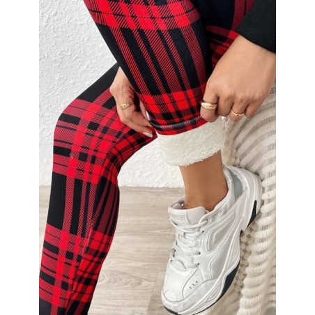 Women Plaid Casual Winter Printing Long Leggings