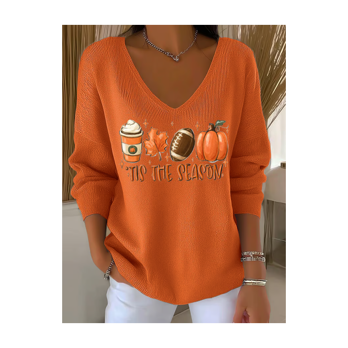Women Text Letters Long Sleeve Tee T-shirt V Neck Printing Casual Spring/Fall Top