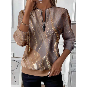 Women Abstract Crew Neck Printing Casual Spring/Fall Long Sleeve Sweatshirt