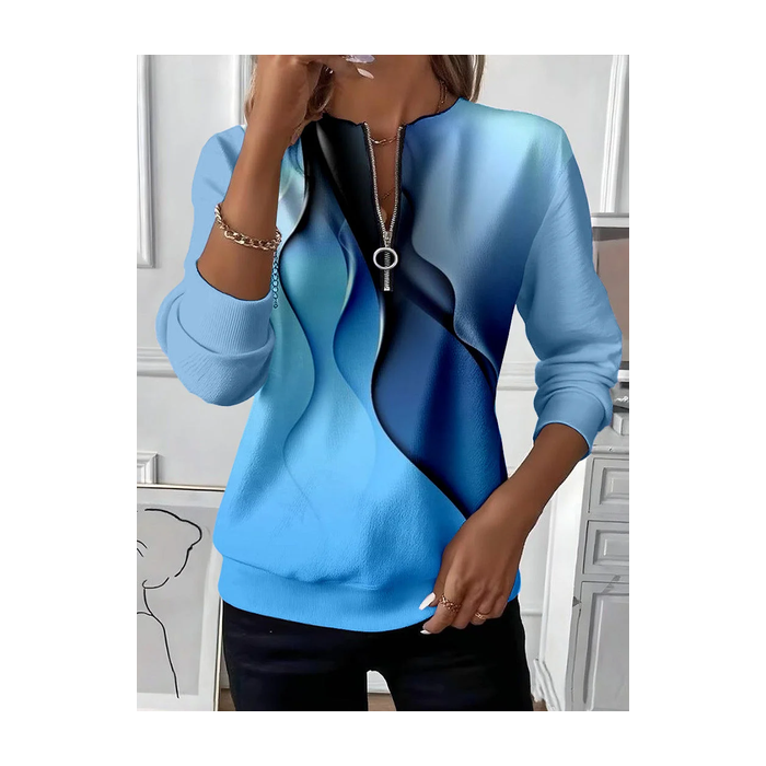 Women Abstract Crew Neck Printing Casual Spring/Fall Long Sleeve Sweatshirt