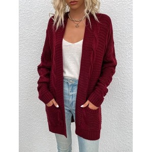 Women Plain Spring/Fall Cover-up Vintage Split Joint Lightweight Cardigan