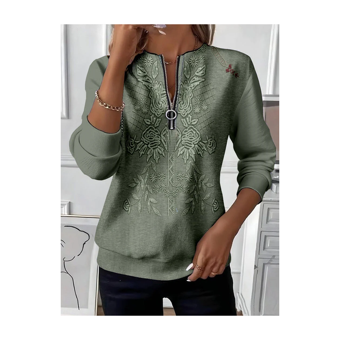 Women Floral Crew Neck Printing Casual Spring/Fall Long Sleeve Sweatshirt