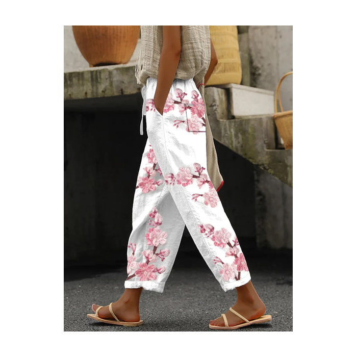 Women Floral Long Pants Casual Spring/Fall Trousers