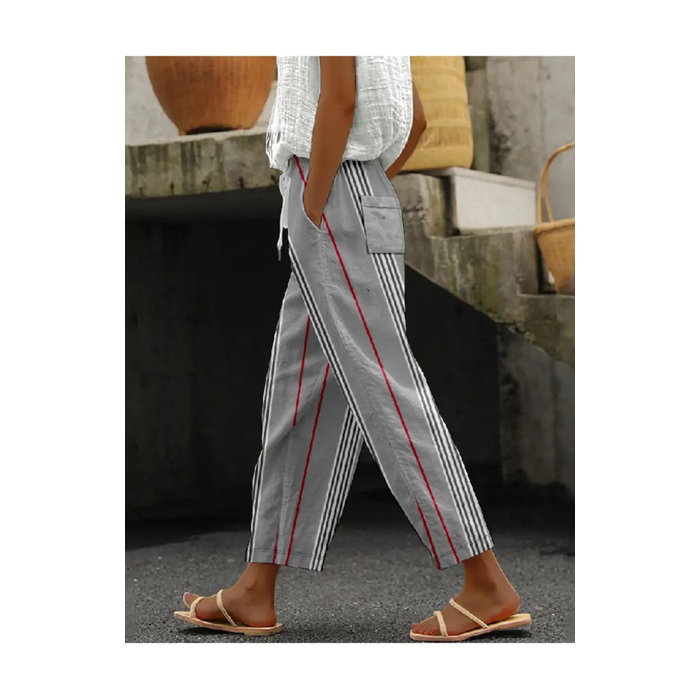 Women Striped Long Pants Casual Spring/Fall Trousers