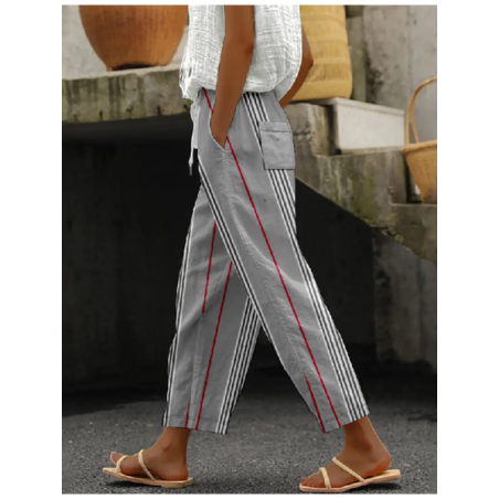 Women Striped Long Pants Casual Spring/Fall Trousers