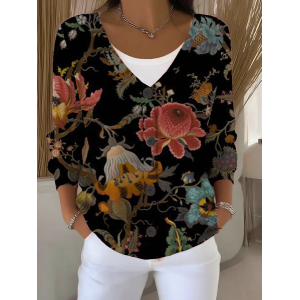 Women Floral Long Sleeve V Neck Casual Spring/Fall Cardigan Outerwear