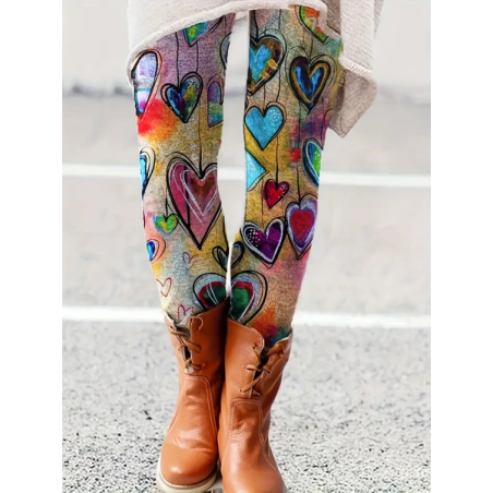 Women Heart/Cordate Casual All Season Printing Long Leggings