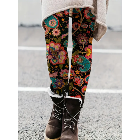 Women Floral Casual All Season Printing Long Leggings