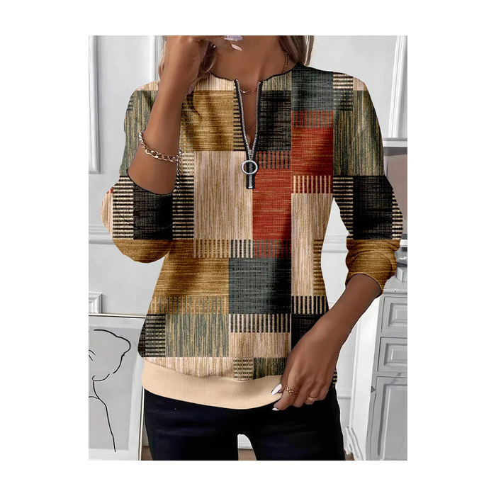 Women Abstract Crew Neck Printing Casual Spring/Fall Long Sleeve Sweatshirt