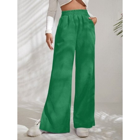 Women Plain Long Elastic Waist Pants Casual Spring/Fall Trousers