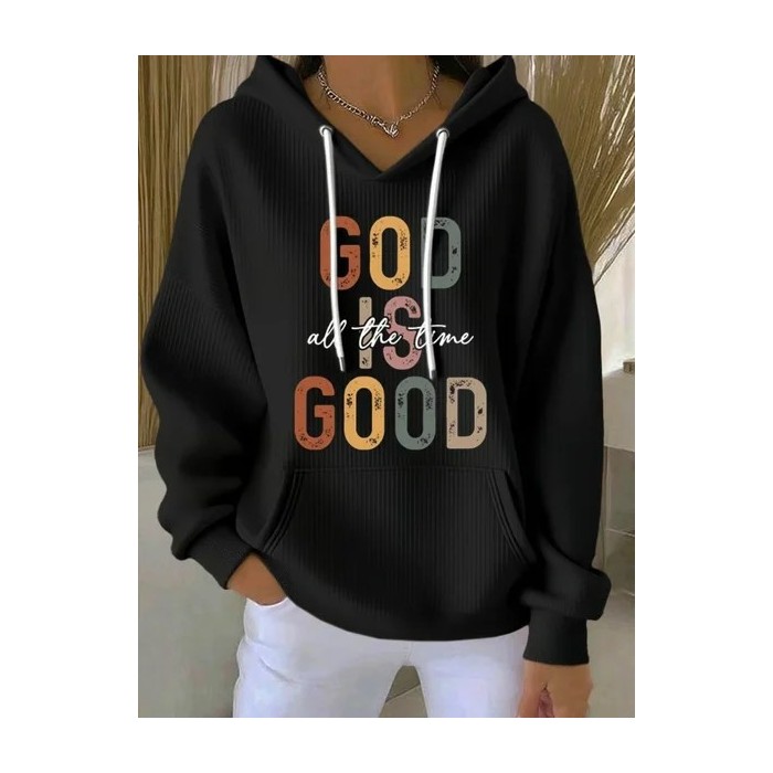 Women Text Letters Spring/Fall Long Sleeve Vintage Holiday Hoodie