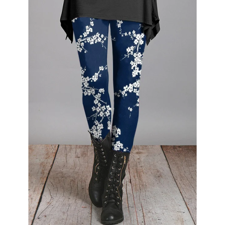 Women's Casual Floral Jersey All Season Printing Long Leggings