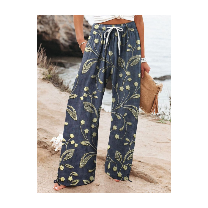 Women Floral Long Pant Casual Spring/Fall Trousers