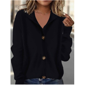 Women Plain Long Sleeve Turtleneck Vintage Winter Cardigan Outerwear