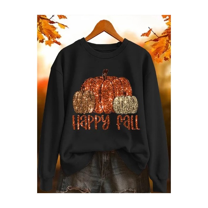 Women Text Letters Crew Neck Printing Casual Spring/Fall Long Sleeve Sweatshirt