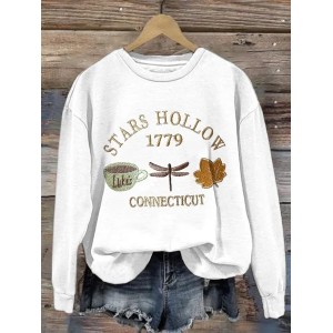 Women Text Letters Crew Neck Printing Casual Spring/Fall Long Sleeve Sweatshirt
