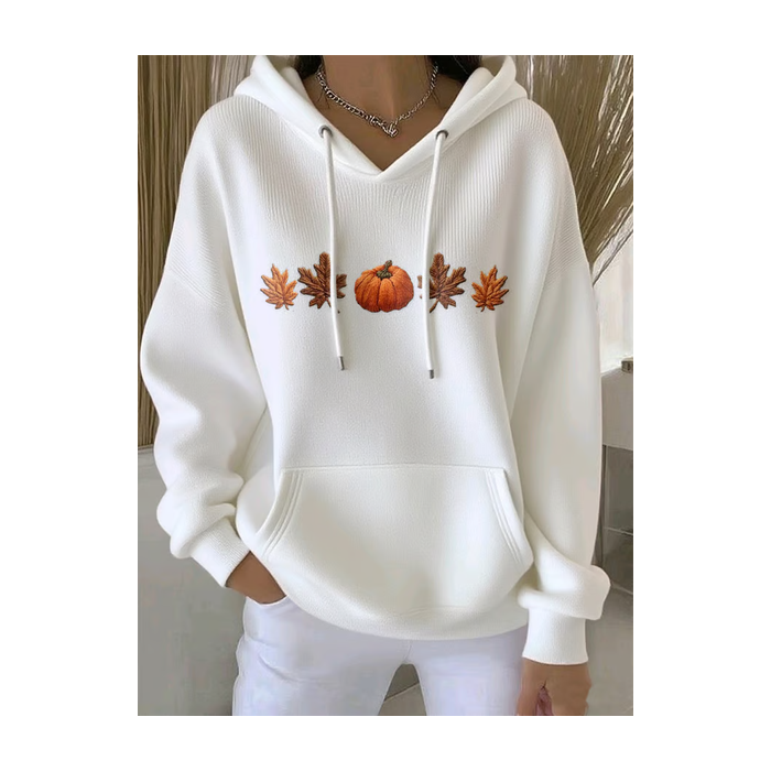 Women Maple Leaf Spring/Fall Printing Long Sleeve Casual Daily Hoodie