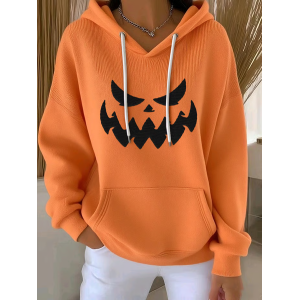 Women Halloween (pumpkin) Spring/Fall Printing Long Sleeve Casual Daily Hoodie