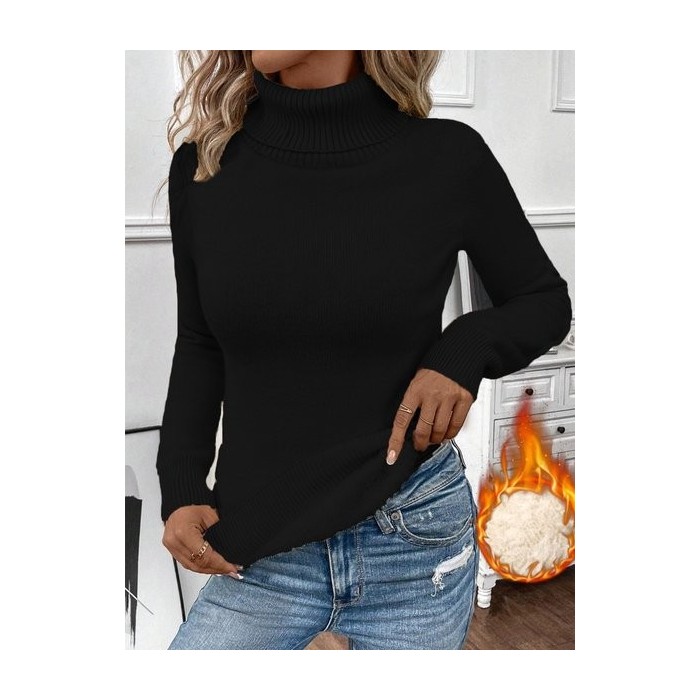 Women Plain Long Sleeve Tee T-shirt Turtleneck Vintage Spring/Fall Top
