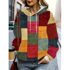 Women Abstract Spring/Fall Printing Long Sleeve Casual Daily Hoodie