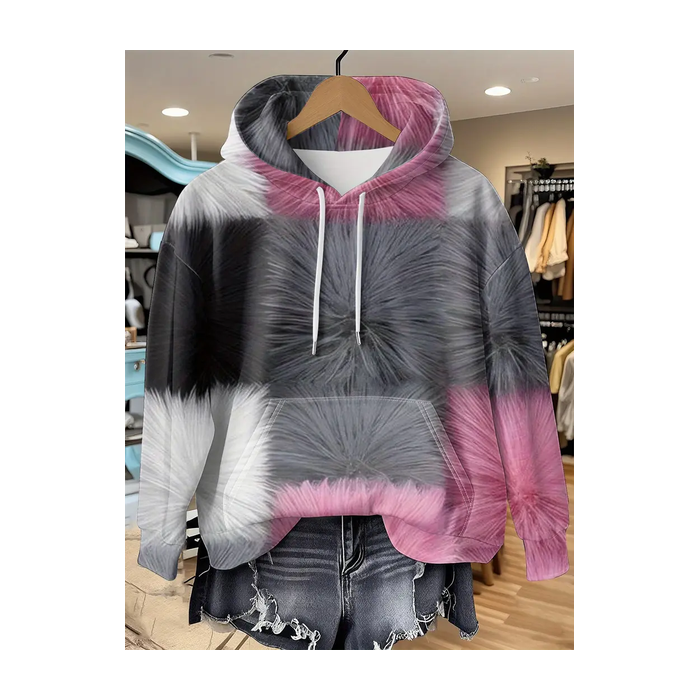 Women Abstract Spring/Fall Printing Long Sleeve Casual Daily Hoodie