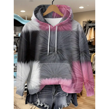 Women Abstract Spring/Fall Printing Long Sleeve Casual Daily Hoodie