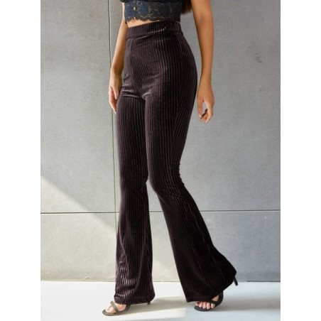 Women Plain Long Elastic Waist Pants Vintage Spring/Fall Trousers