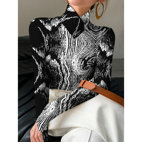 Women Abstract Long Sleeve Blouse Spring/Fall Printing Daily Casual Top