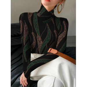 Women Abstract Long Sleeve Blouse Spring/Fall Printing Daily Casual Top