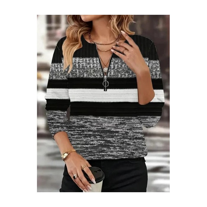 Women Abstract Crew Neck Printing Casual Spring/Fall Long Sleeve Sweatshirt