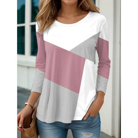 Women Abstract Long Sleeve Tee T-shirt Crew Neck Printing Casual Spring/Fall Graphic Tee Top