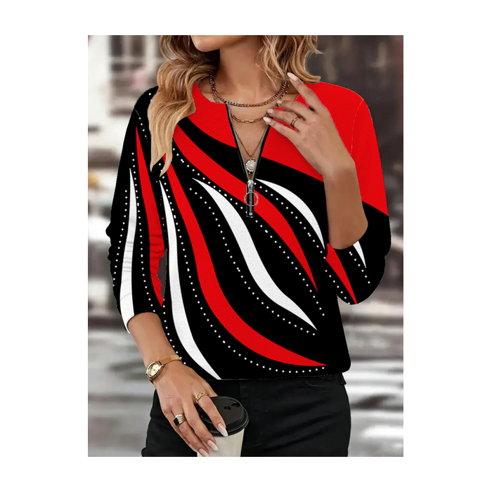 Women Abstract Crew Neck Printing Casual Spring/Fall Long Sleeve Sweatshirt