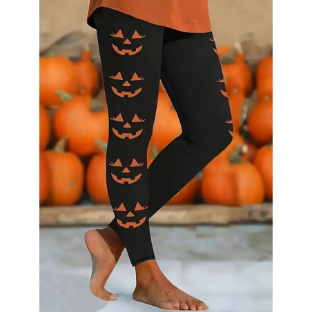 Women Halloween (pumpkin) Casual All Season Printing Long Leggings