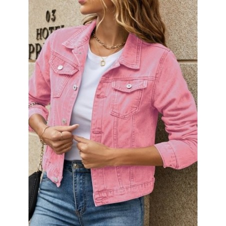 Women Spring/Fall Outerwear Vintage Split Joint Plain Long Sleeve Stand Collar Jacket