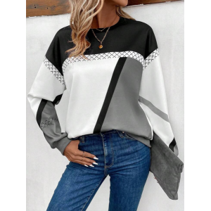 Women Abstract Crew Neck Printing Casual Spring/Fall Long Sleeve Sweatshirt