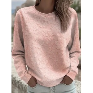 Women Floral Crew Neck Printing Casual Spring/Fall Long Sleeve Sweatshirt