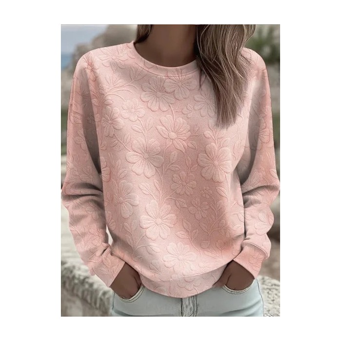 Women Floral Crew Neck Printing Casual Spring/Fall Long Sleeve Sweatshirt
