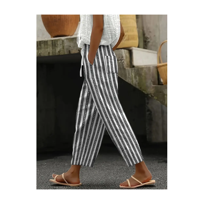Women Striped Long Pants Casual Spring/Fall Trousers