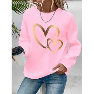 Women Heart/Cordate Crew Neck Printing Casual Spring/Fall Long Sleeve Sweatshirt