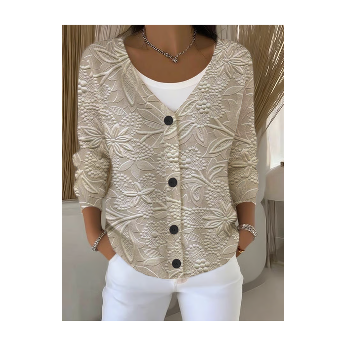 Women Floral Long Sleeve V Neck Casual Spring/Fall Cardigan Outerwear